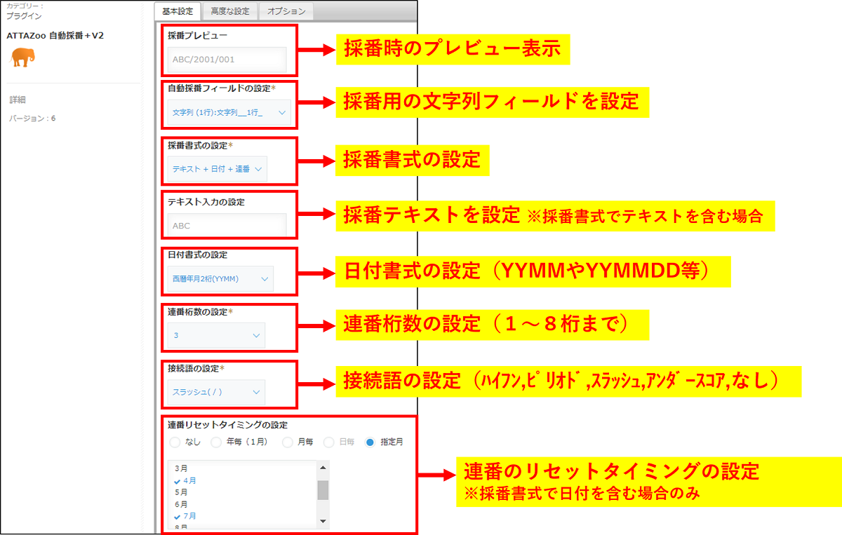 連番リセットのタイミング等