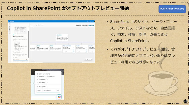 Copilot in SharePoint がオプトアウトプレビュー開始